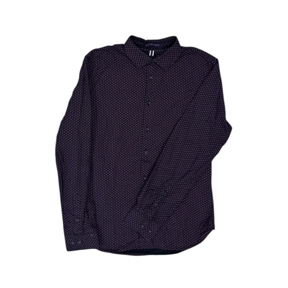 CACTUS MAN BY RICKY SINGH Black Button-Up Shirt with Purple Floral Print